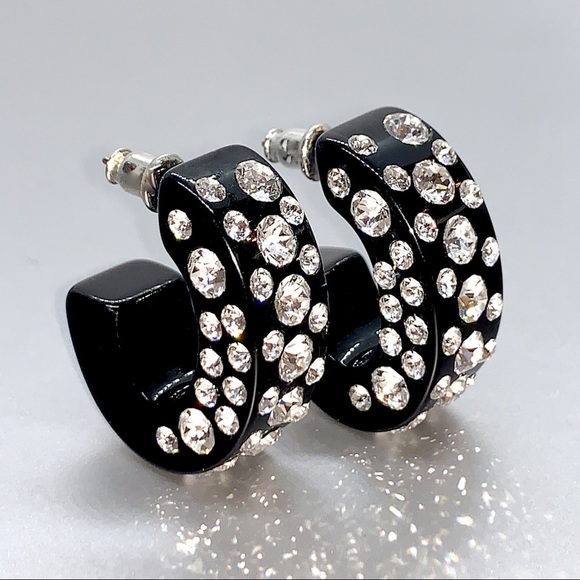 Acrylic Hoop Earrings Embellished With Genuine “Crystal Stone Elements” New! - Picture 8 of 9